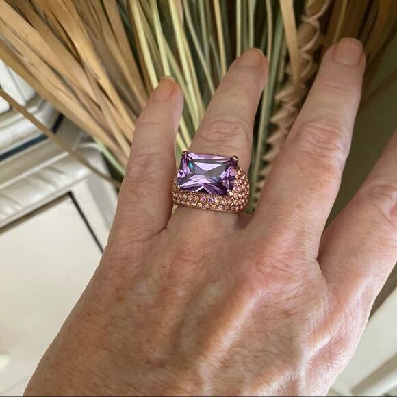Amethyst Rose Gold Brass Ring Ion Plating sizes 7,8,9,10 - Picture 5 of 9